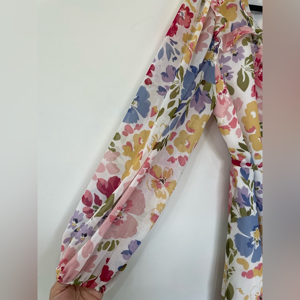 EN SAISON Floral Ruffle Wrap Dress Cottagecore Romantic S | Wedding Guest - Picture 8 of 11
